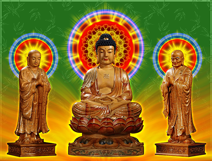 Đức Phật với 2 vị tôn giả A Nan Đà và Ca Diếp (3833)